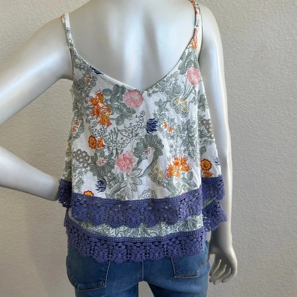 Floreat Loved by Anthroplogie Double Layer Crochet Trim Tiered Swing Tank Top - Picture 7 of 8